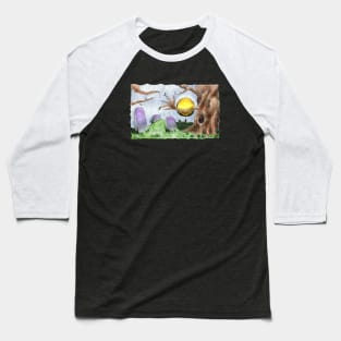 Haunted Cemetery Scene Baseball T-Shirt